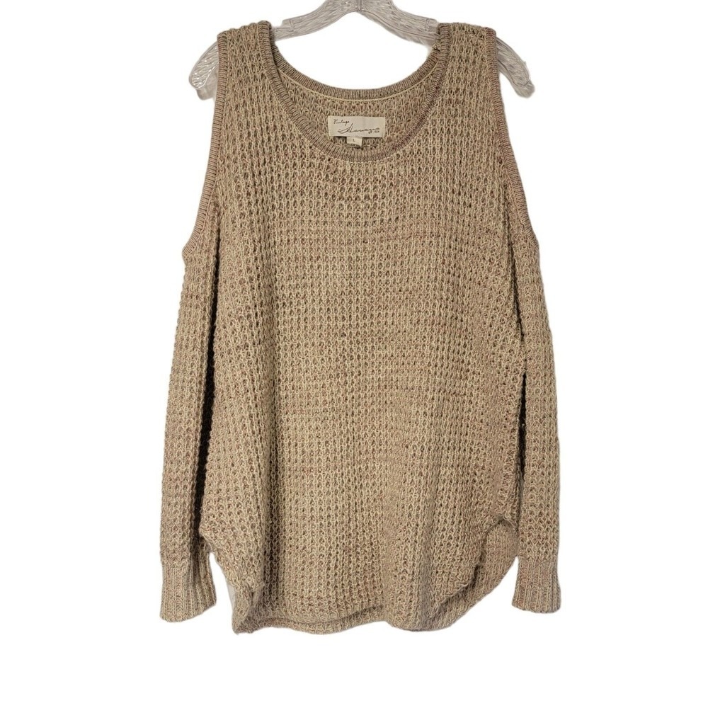 Vintage Havana Tan Marled Open Shoulder Sweater Dressโ Size Large